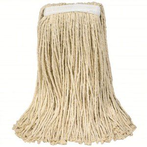 TOUGH GUY Wet Mop: Cotton, 16 oz Dry Wt, 1 in Headband Size, Beige, Cut P k of 2